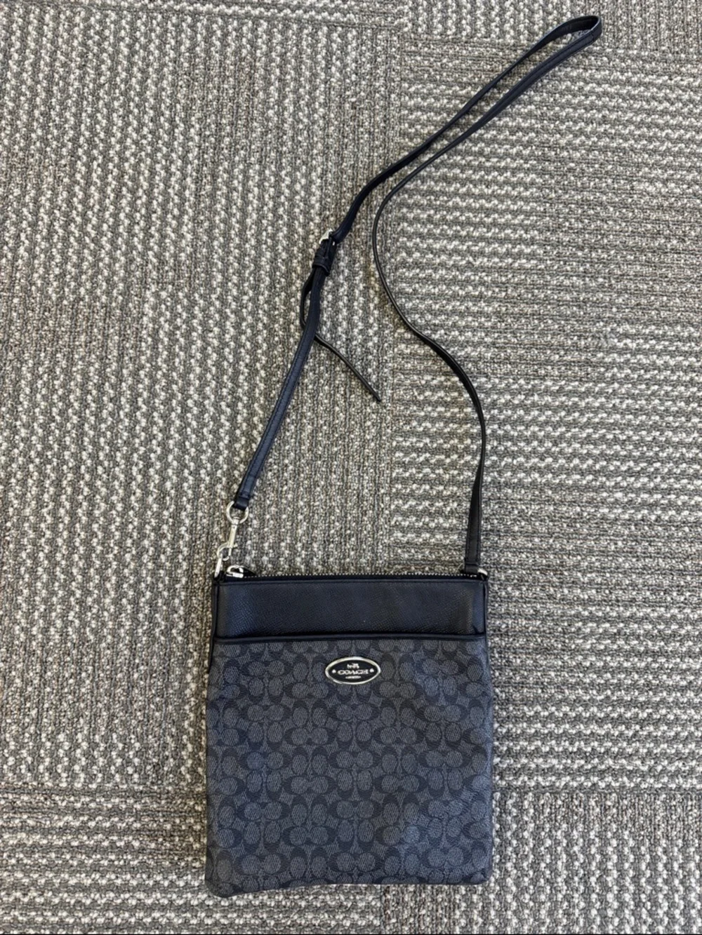 Coach North South Swingpack Leather Crossbody Logo Bag with Silver Hardware
